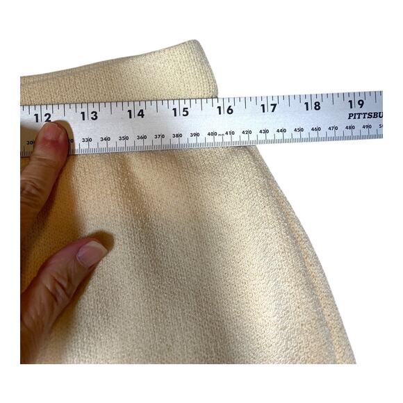 St John Evening Knit Cream Multi Shimmer Jacket Zip Front Skirt Suit Size 10 12 - Picture 15 of 16